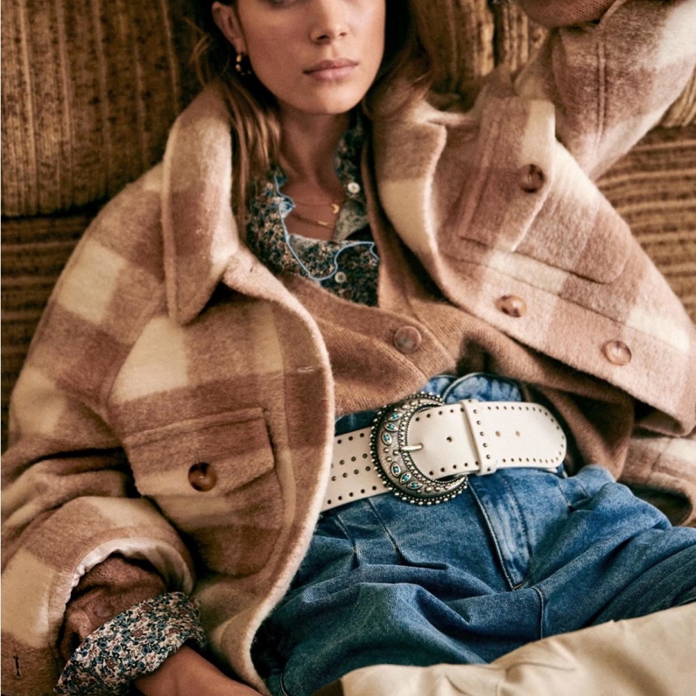 Sezane Joe Coat Ecru Beige - Picture 2 of 10